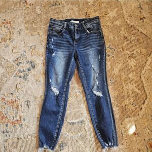 Kancan Distressed Ankle Jeans Sz 29 With 27" Inseam